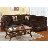 Poundex Bobkona U-Design Microfiber 2-Piece Sectional in Ailurophile Chocolate