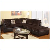Poundex Bobkona U-Design Microfiber 3-Piece Sectional in Leisure Chocolate