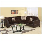 Poundex Bobkona U-Design Microfiber 3-Piece Sectional in Lissome Chocolate
