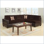 Poundex Bobkona U-Design Microfiber 2-Piece Sectional in Lithe Chocolate