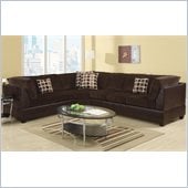 Poundex Bobkona U-Design Microfiber 3-Piece Sectional in Scintilla Chocolate