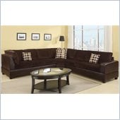 Poundex Bobkona U-Design Microfiber 3-Piece Sectional in Serendipity Chocolate