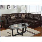 Poundex Bobkona U-Design Bonded Leather 2-Piece Sectional in Ailurophile Espresso
