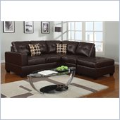 Poundex Bobkona U-Design Bonded Leather 3-Piece Sectional in Ethereal Espresso