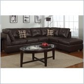 Poundex Bobkona U-Design Bonded Leather 3-Piece Sectional in Ingenue Espresso