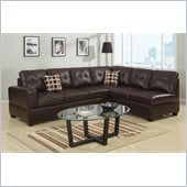 Poundex Bobkona U-Design Bonded Leather 2-Piece Sectional in Lithe Espresso