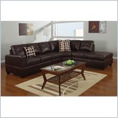 Poundex Bobkona U-Design Bonded Leather 3-Piece Sectional in Mellifluous Espresso