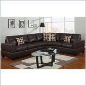 Poundex Bobkona U-Design Bonded Leather 3-Piece Sectional in Moiety Espresso