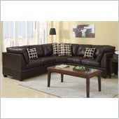 Poundex Bobkona U-Design Bonded Leather 3-Piece Sectional in Opulent Espresso
