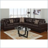 Poundex Bobkona U-Design Bonded Leather 3-Piece Sectional in Petrichor Espresso