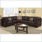 Poundex Bobkona U-Design Bonded Leather 3-Piece Sectional in Scintilla Espresso
