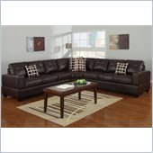 Poundex Bobkona U-Design Bonded Leather 3-Piece Sectional in Summery Espresso
