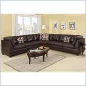 Poundex Bobkona U-Design Bonded Leather 3-Piece Sectional in Sumptuous Espresso