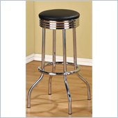 Poundex 29 Swivel Bar Stools in Black/Silver Color (Set of 2)