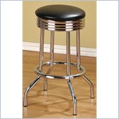 Poundex  24 Swivel Bar Stools in Black/Silver Color (Set of 2)