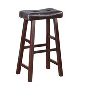 Poundex Country Series Bar Stool in Dark Cherry Finish (Set of 2)