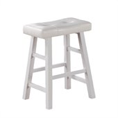 Poundex Country Series 24 Counter Stool in White Finish (Set of 2)