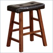Poundex Faux Leather 24 Barstools in Walnut/Brown Color (Set of 2)