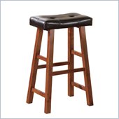Poundex Faux Leather 29 Barstools in Walnut/Brown Color (Set of 2)