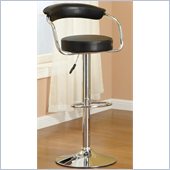 Poundex Retro Flair Adjustable Swivel Barstool in Faux Leather