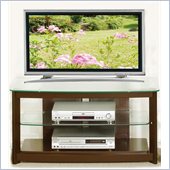 Poundex 3-Tier Glass Top TV Stand in Chocolate