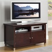 Poundex Two Shelf Double Door TV Stand in Brown Hue