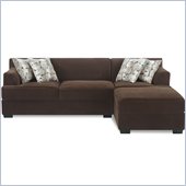 Poundex Benford Velvet Fabric 2PC Chaise-Love Sectional in Chocolate