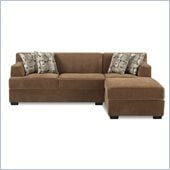 Poundex Benford Velvet Fabric Chaise-Love Sectional in Tan