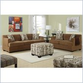 Poundex Benford Velvet Fabric Sofa and Loveseat Set in Tan