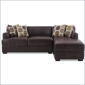 Poundex Benford Faux Leather Chaise-Love Sectional in Dark Chocolate
