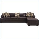 Poundex Benford Faux Leather Chaise-Sofa Sectional in Dark Chocolate
