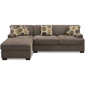 Poundex Benford Faux Linen Chaise-Love Sectional in Slate
