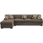 Poundex Benford Faux Linen Chaise-Sofa Sectional in Slate