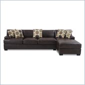 Poundex Benford Faux Leather Chaise-Sofa Sectional in Dark Coffee
