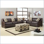 Poundex Benford Faux Leather Sofa and Loveseat in Dark Coffee