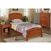 Poundex 3 Piece Kids Twin Size Bedroom Set in Medium Oak Finish