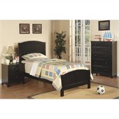 Poundex 3 Piece Kids Twin Size Bedroom Set in Rich Black Finish