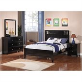 Poundex 4 Piece Bedroom Set in Black