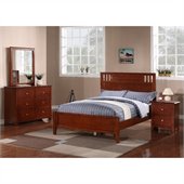 Poundex 4 Piece Bedroom Set in Medium Oak