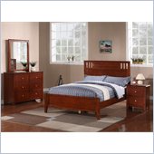 Poundex 4-Piece Full Bedroom Set in Medium Oak
