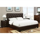 Poundex 3 Piece Faux Leather Queen Size Bedroom Set in Dark Brown