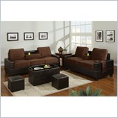 Poundex 5-Piece Living Room Set in Chocolate Finish