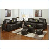 Poundex 5-Piece Faux Leather Sofa Set in Chocolate