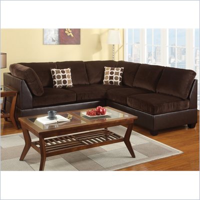 Poundex Bobkona U-Design Microfiber 2-Piece Sectional in Ailurophile Chocolate