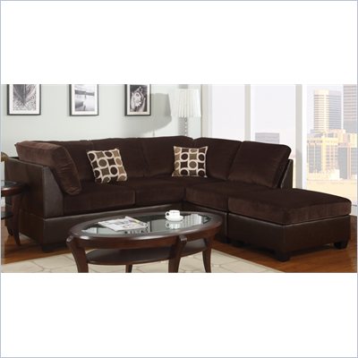 Poundex Bobkona U-Design Microfiber 3-Piece Sectional in Bungalow Chocolate