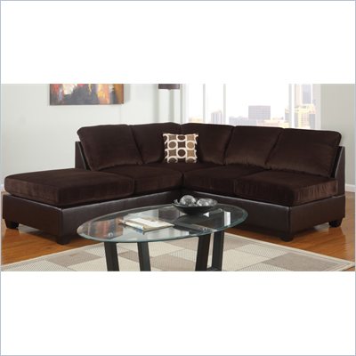 Poundex Bobkona U-Design Microfiber 2-Piece Sectional in Comely Chocolate