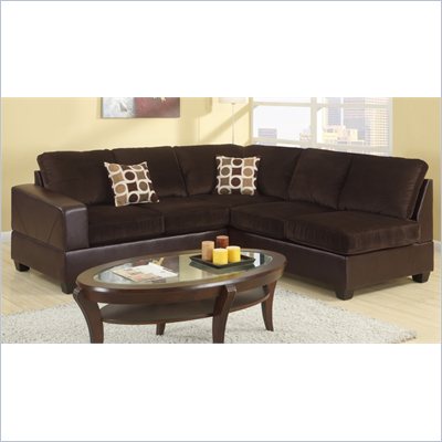 Poundex Bobkona U-Design Microfiber 2-Piece Sectional in Dulcet Chocolate
