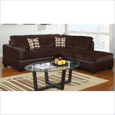 Poundex Bobkona U-Design Microfiber 3-Piece Sectional in Ethereal Chocolate