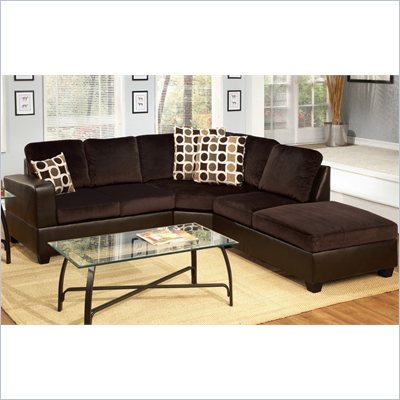 Poundex Bobkona U-Design Microfiber 3-Piece Sectional in Felicity Chocolate