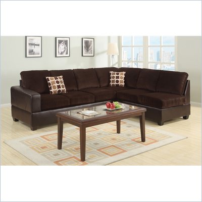 Poundex Bobkona U-Design Microfiber 2-Piece Sectional in Lithe Chocolate